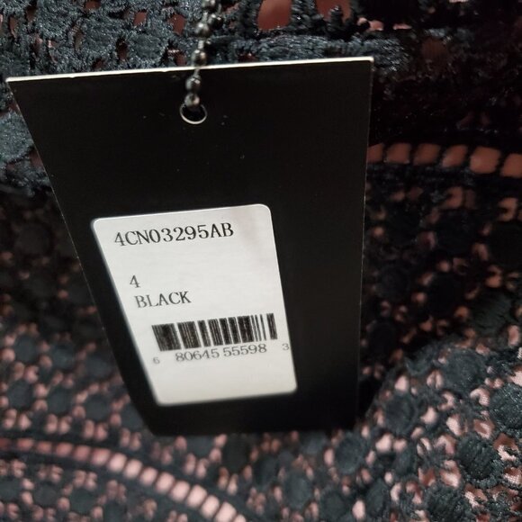 ABS Dress Size 4 Open Shoulder Black/Pink Crochet Illusion fit & flare Party - Picture 8 of 9